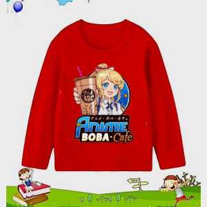 Kaos Lengan Panjang Anak Usia 1-12 Tahun Boba Anime Printing DTF