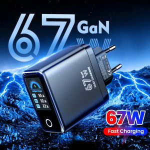 Olaf | 67w GaN Fast Charging Charger Smart 3Interface Independent Digital Display Screen Phones Adapter For Mobile Phones Tablet Laptop