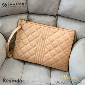MARIONE - RESINDA Clutch Handbag Wanita bahan KULIT BORDIR ADA TALI TANGAN