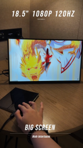 ZSCMALL Portable Monitor 18.5 inch 120hz for Laptop FHD 1080P Portable Gaming Monitor w/VESA Kickstand HDR Speakers USB C Mini HDMI for Phones PC Gaming Devices Travel Second Screen for Business