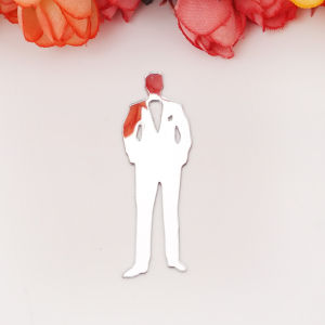 20pcs Acrylic Groom Silhouette Mirror Tags Wedding Engagement DIY Decor Guest Gift Box Embellishment Party Accessories