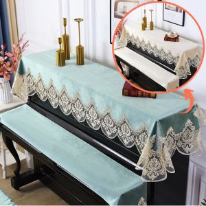 Piano Cover Set Keyboard Dust Cover Bench Cover Protective Fabric Duet Seat Elegant Home Decoration Music Instrument