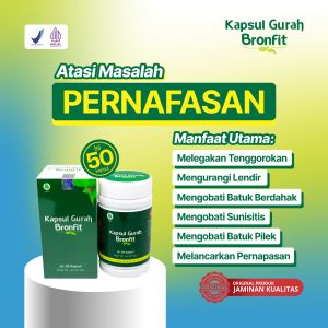 GURAH BRONFIT Naturafit 50 Kapsul- Obat Paru - Paru Pelega Pernapasan Batuk Pilek Asma Gurah
