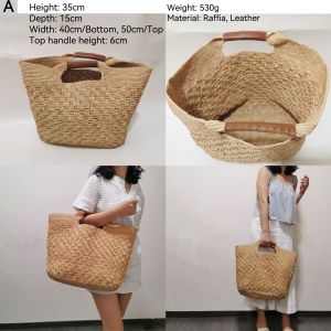 DaVee | Handmade woven Raffia straw bag tote bag top-handle straw large beach bag