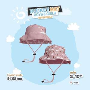 Topi anak lucu topi bucket Hat spazio topi bulak balik 2in1 topi bayi perempuan dan laki-laki