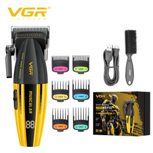 VGR | VGR high-end professional electric hair clipper alloy mecha themed electric push shear 9000 RPM LED digital hair clipper V-285