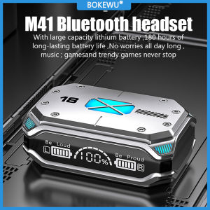 BOKEWU M41 TWS Bluetooth 5.2 หูฟังสำหรับการเล่นเกมการควบคุมแบบสัมผัสไร้สาย หูฟังลดเสียงรบกวนชุด พร้อมไมโครโฟน