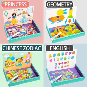 TEMI Magnetic Puzzle Game Toy Board Box Educational Learning Toy Dress Up Animal Occupation Expression Creative Playset
