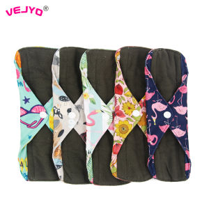 5pcs/Lot Reusable Sanitary Towels: Washable Bamboo Charcoal Mama Cloth Menstrual Pads for Regular Flow Feminine Hygiene Product