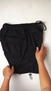 Celana Cargo Pendek Hitam | Shortpants Simpel Daily Bahan Katun Flecce 280 Tebaru Adem