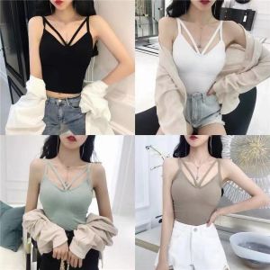 OOS RB467 TANK TOP BRA WANITA DENGAN BUSA - TANK TOP FASHION WANITA - TANK TOP TALI KECIL HALUS - SPORT BRA TALI SILANG