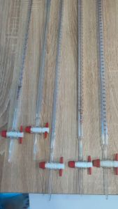 [Hàng Đức] Buret (Burette) trắng khóa nhựa PTFE dùng chuẩn độ thể tích 10ml 25ml 50ml thí nghiệm