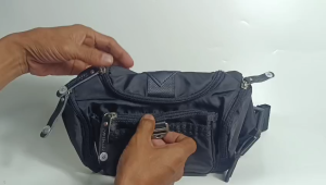 Tas Pinggang Pria Tough Warrior Water Resistant Desain Casual Hitam