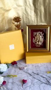 KRSHNA n RADHA - 24K Gold Foil 3D Small frame ( 16cm x 18.5 cm)