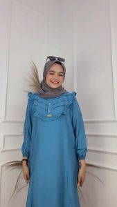 Tunik Jumbo Terbaru Lebaran Viral Hawa Tunik Polo Linen Size M L XL & XXL PB 95 CM Kancing Depan Busui Baju Populer