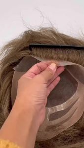 Mono+ Bond Four Eyed Design 130% Density Durable Men Toupee Breathable Male Wigs 100% Human Hair Systems Natural Wig 6 inch Hair Invisible Hairline Replace