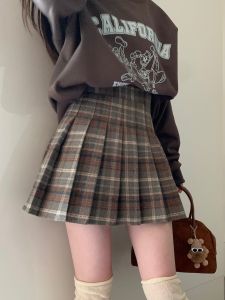 Váy Ngắn Chữ a Dày Dặn Bằng Vải Len Cho Nữ Cỡ Lớn Váy Xếp Ly Cạp Cao Váy Ngắn Phong Cách Đại Học Váy Ngắn Mùa Xuân Thu