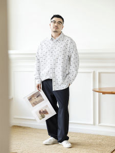 GEEEKPANDA Mens Casual Large Size Long Sleeve Shirt Loose Bubble Cloth Striped Fashionable Spring Shirt Breathable Polyester