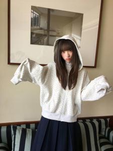 Floral Print Hoodie Womens Loose Fit Casual Style Autumn New Arrival Slimming Open Cardigan Jacket Long Sleeve Zipper Closure