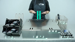 Double Deep Fryers Electric Stainless Steel Deep Oil Fryer Dual Tank 10Liters+10Liters Large Capacity French Fries Fried Chicken Frying Machine