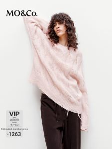 MO&Co. | Cable Knit Wool and Alpaca Sweater with Holes