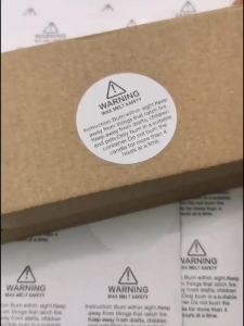 1.5 Inch Waterproof wax melting safety label stickes warning candle sticker Sheets round Candle Jar Container Labels white black