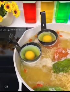 OHHDEER  Stainless Steel Egg Cooker Hanging Pot Egg Poached Non Stick Boiled Egg Artifact Egg Gadget