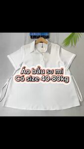 Áo bầu sơ mi công sở HANNA đi làm lịch sự lụa cao cấp thoáng mát có size từ 40 tới 80kg thiết kế có dây nơ cột sau