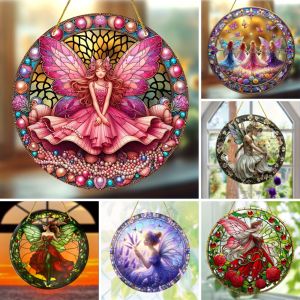 Classic Acrylic Enchanted Forest Fairy Sun Catcher - Stained Style Wall Hanging DecorPerfect for Porch Room Garden