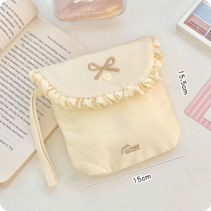 Cute Lace Portable Sanitary Napkin Storage Bag Makeup Bag Simple Ins Style Handheld Period Bag for Girls And Women
