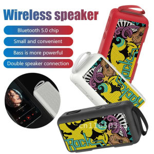 ♥ SFREE Shipping ♥ F0 Creative Graffiti Painted Mini Wireless Bluetooth 5.0 Speaker Bass Portable HiFi Subwoofer Sound Box Support TF Card FM Radio HD Bluetooth hands-free call