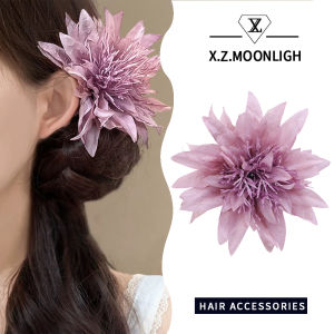 X.z. MOONLIGH ฤดูใบไม้ผลิสีม่วงอ่อนคลิปผมรูปดอกไม้การออกแบบที่หรูหราเพิ่มความสดชื่นสวมใส่ง่ายที่สมบูรณ์แบบสำหรับรูปลักษณ์ตามฤดูกาล