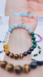 Fortune Bracelet 8MM Malachite Tiger Eye Stone Beaded Bracelet Lucky Bracelet for Men and Women