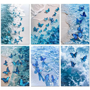 1000PCS Jigsaw Puzzle Seaside Blue Butterfly Landscape Ocean Coastal Scene For Adults Home Decoration Family Fun Gift