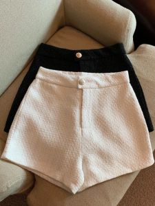 GUZILIAN | Fashionable High Waist Short Pants Womens Small Fragrance Style Thickened Woolen Fabric Black Boot Pants Autumn Winter New Arrival
