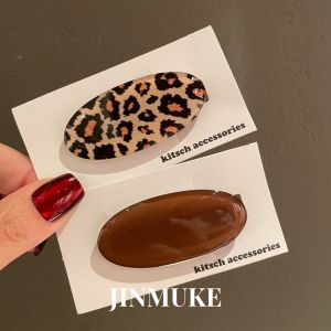 Jinmuke Leopard Print Oval Versatile Retro Hair Clips Duckbill Clip New Arrival Fashionable Hair Accessories Headwear