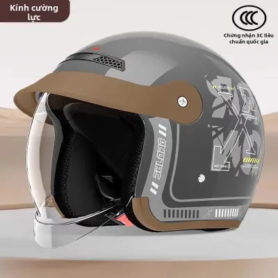 Mũ bảo hiểm xe máy điện đạt chuẩn 3C kiểu gạt kính dành cho nam và nữ