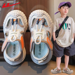 Boys Breathable Mesh Sports Shoes Summer New Style Hollow out Beach Sandals Anti-Slip Rubber Sole Comfortable Synthetic Leather