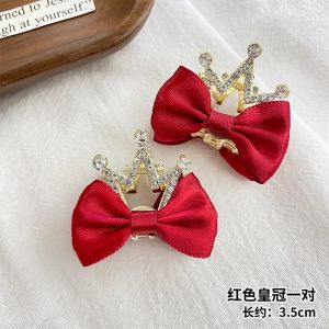 Princess Style Hair Clip Red Butterfly Knot New Years Fashion Accessory for Women Sweet Organic Glass Hair Grips Fresh out