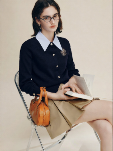 FAMANXUAN | Retro College Style Two-Piece-Look Knit Shirt Female