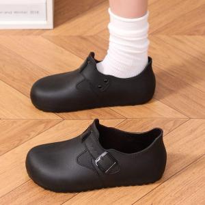 Kitchen Anti-slip Shoes Womens Oil-resistant Waterproof Chef Shoes Soft Bottom Wear-resistant Black Work Shoes Casual Style