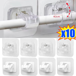 10pcs Nail-Free Curtain Rod Hooks / Adjustable Adhesive Wall Curtain Fixed Clips / Household Curtain Hooks Rack / Curtains Accessoires Assist Hook for Bathroom Kitchen