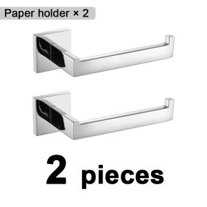 Bathroom Hardware 304 Stainless Steel Chrome Towel Rack Toilet Paper Holder Liquid Soap Holder Towel Bar Toilet Accessories Sets