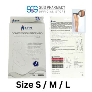 Evin graduated pressure compression stockings socks opentoe thigh high 15-20mmhg [size S/M/L]