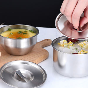 Stainless Steel Rice Bowl with Lid Soup Bowl Steamed Rice Bowl Anti-Scalding Child Small Bowl Cuisine Kitchen Tools