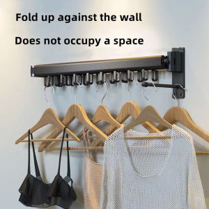 3 Fold Heavy Duty Punch Free Aluminium Alloy Wall Mounted Laundry Storage Clothes Rack Laundry Drying Rack Folding Clothes Hanger Bedroom Organization Rak pengeringan pakaian lipat