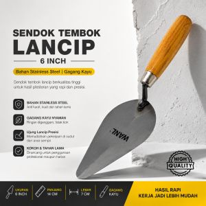 Sendok Tembok Semen Lancip 6 inch Gagang Kayu