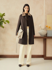 Spring Long Style Mink Collar Sheepskin Leather Jacket