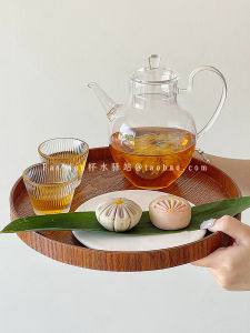 Japanese Style Transparent Glass Tea Set Apple Shaped Tea Pot And Cup for Afternoon Tea Brewing Tea Vintage Aesthetic