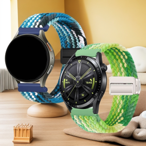 18/20/22mm Quick Release Braided Loop Magnetic Strap for Samsung Galaxy Watch7 6 5 4 3/Huawei Watch GT5 GT4 GT2/Garmin Watch